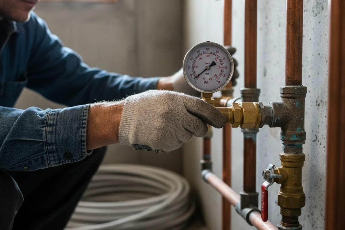Pressure testing a repaired line during Water Line Repair in Muldoon